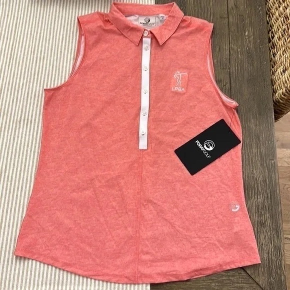 FORAY GOLF Core Sleeveless Polo in Pink - LPGA logo - Picture 13 of 17